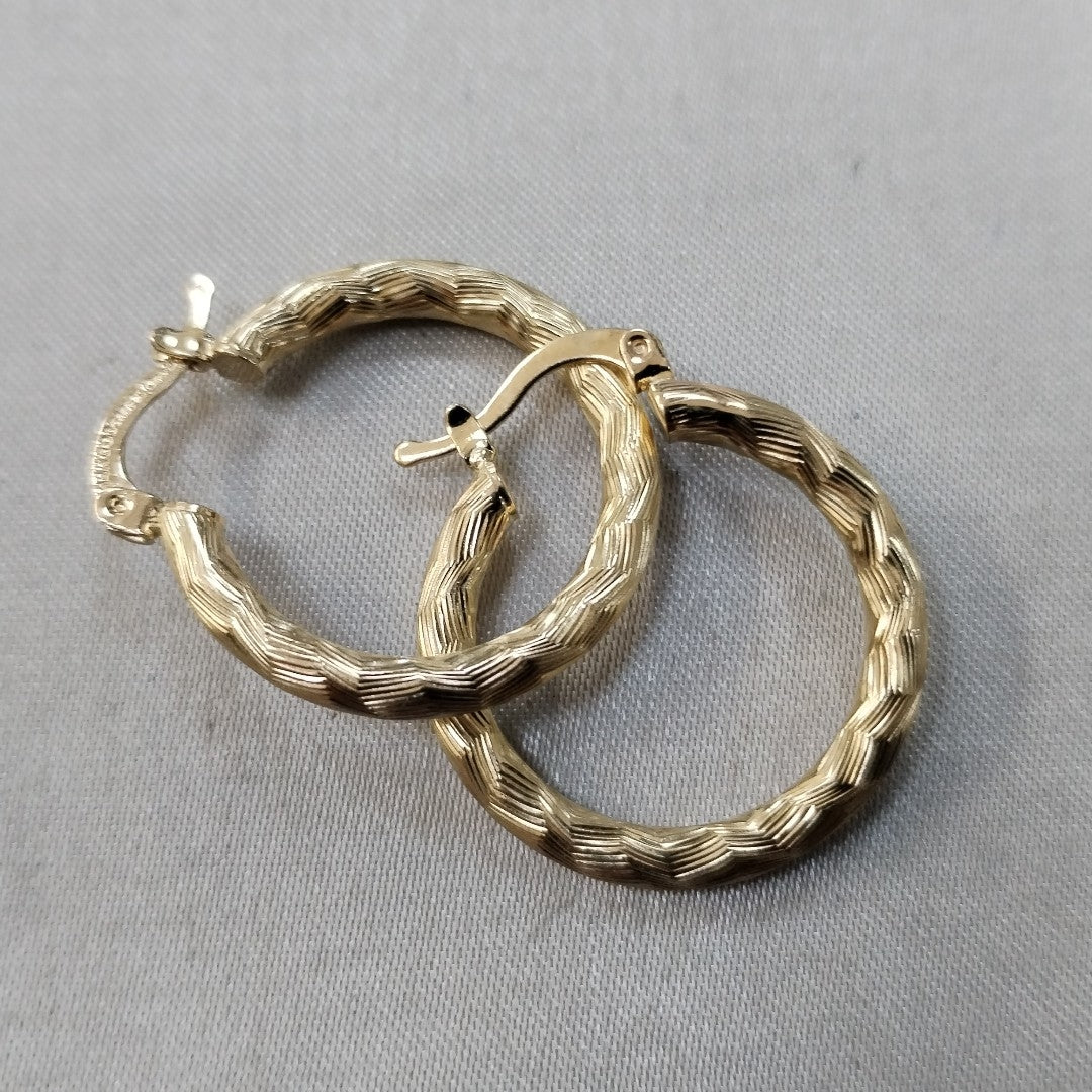 ARETES TEJIDO ARRACADA LABRADA 14K 2.8 GR (NUEVO)