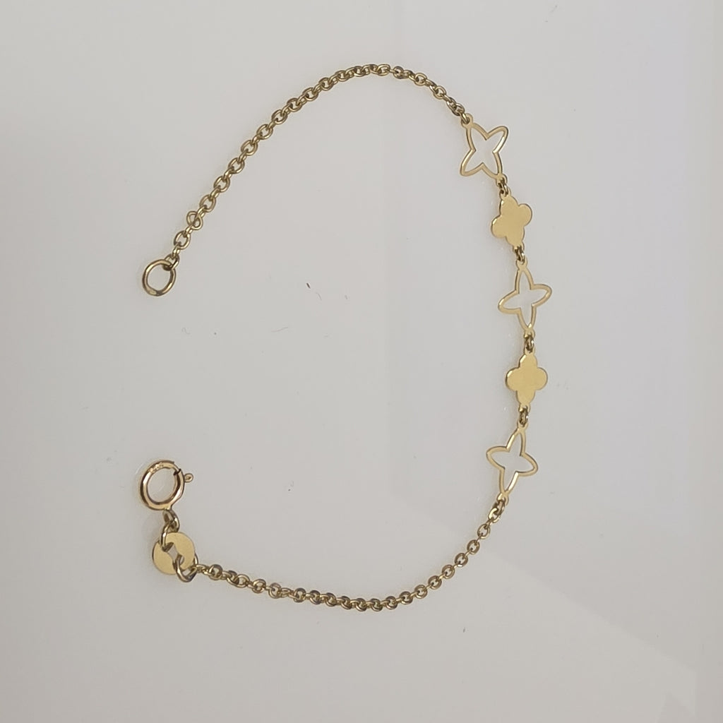 PULSERA TEJIDO ESP CON TREBOL 14K 18 CM 1.6 GR (NUEVO)