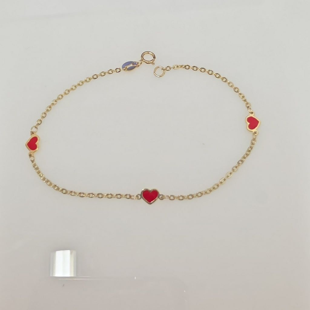 PULSERA ESPECIAL CON CORAZONES 14K 18 CM 1.4 GR (NUEVO)