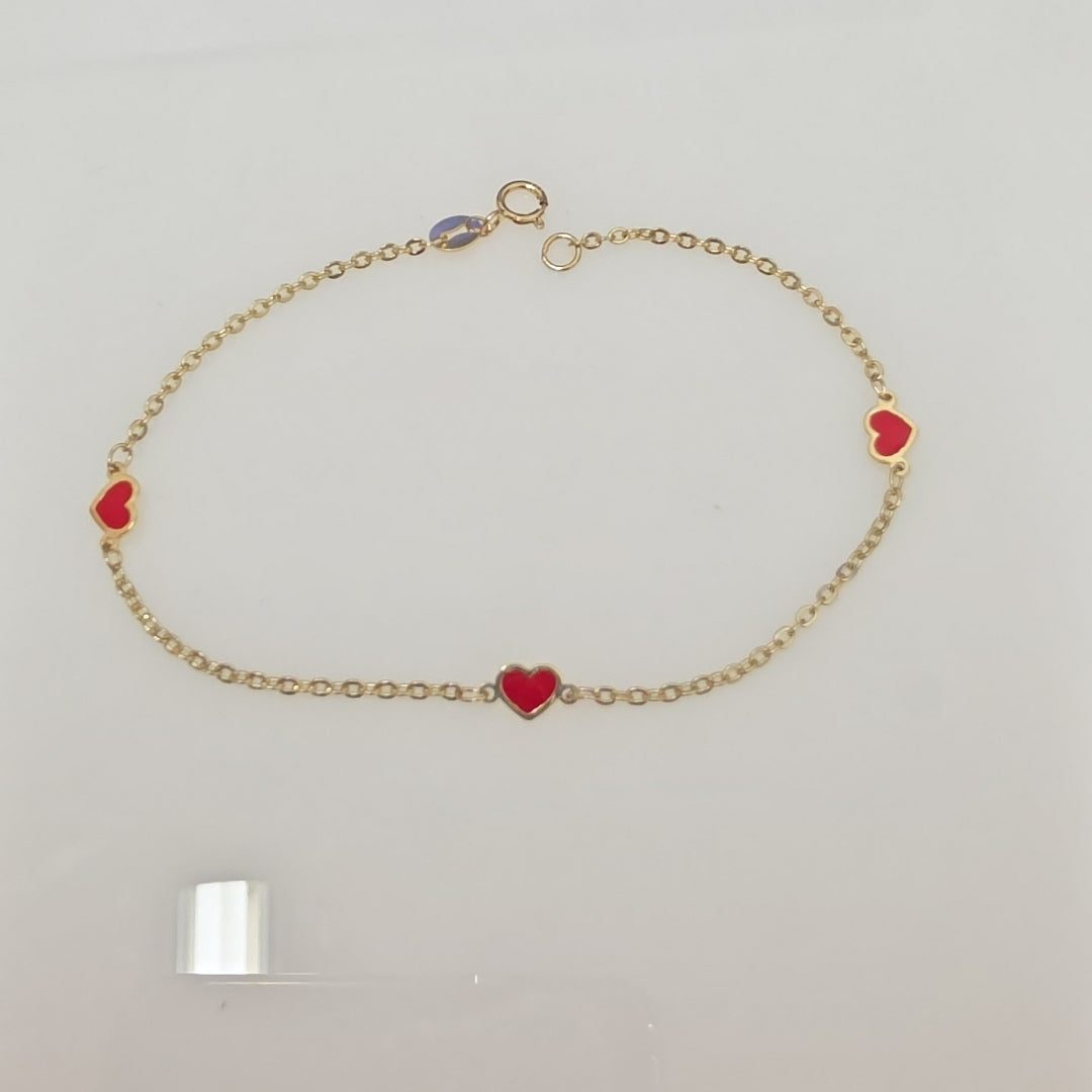 PULSERA ESPECIAL CON CORAZONES 14K 18 CM 1.4 GR (NUEVO)