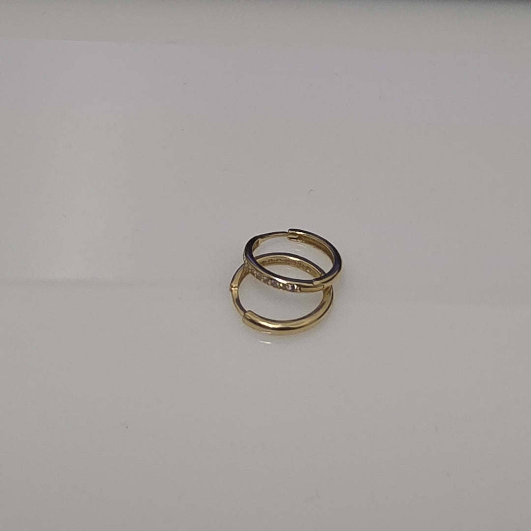 ARETES HUGGIES C CIRCONIA 14K 1.8 GR (NUEVO)