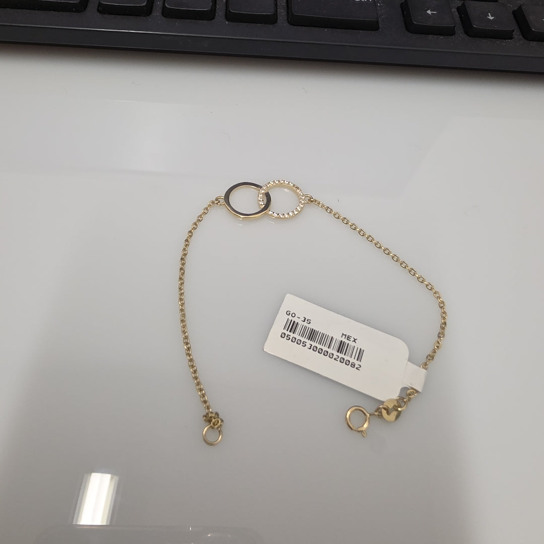 PULSERA TEJIDO ESPECIAL FIG AROS UNIDOS C CIRCS 14K 18 CM 2.1 GR (NUEVO)
