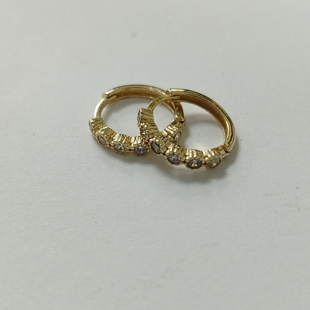 ARETES HUGGIES C CIRCONIAS 14K 2 GR (NUEVO)