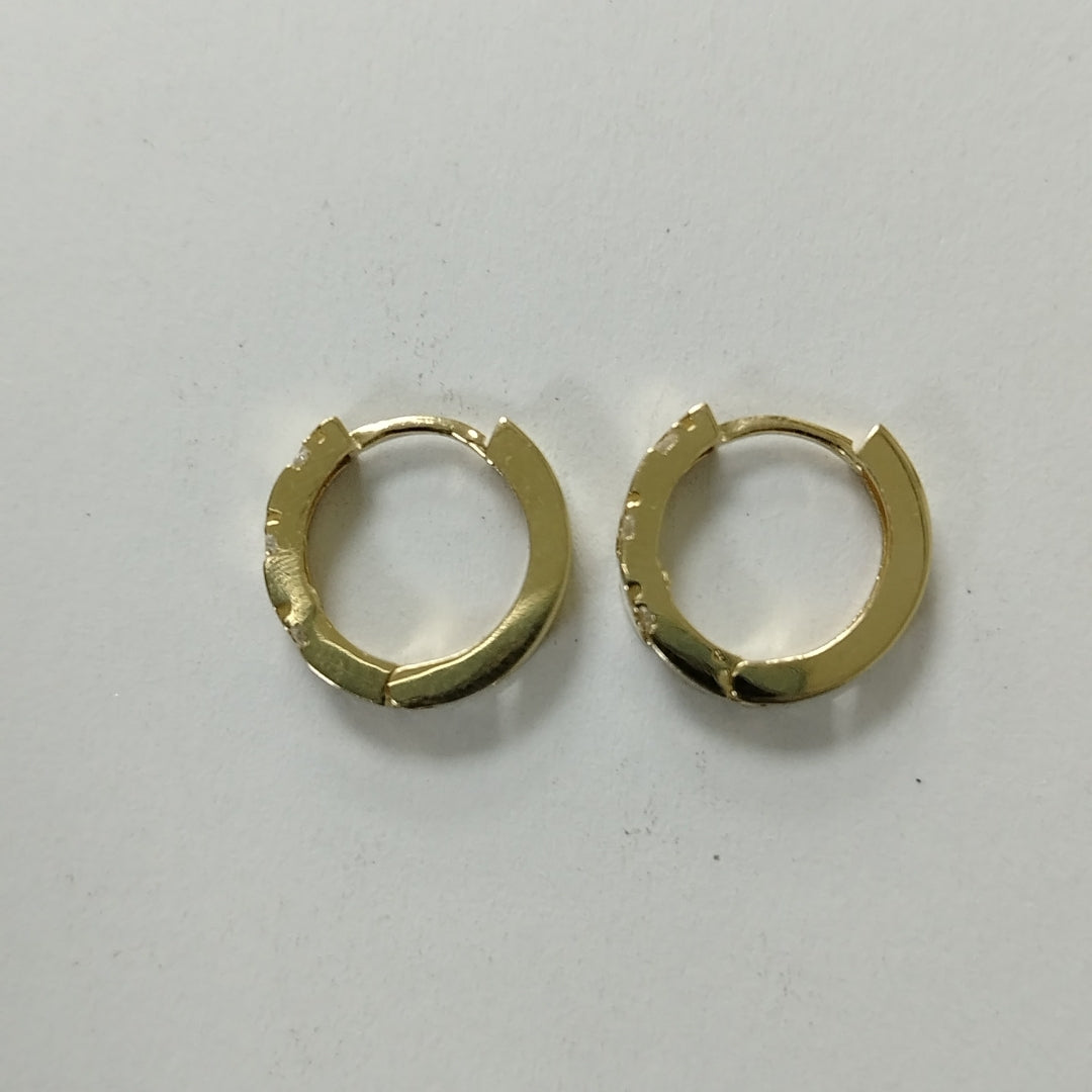 ARETES HUGGIES CON CIRCONIAS 14K 2.3 GR (NUEVO)