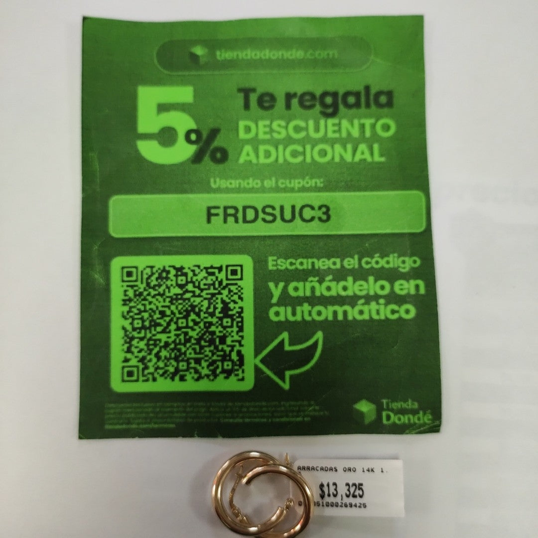 ARRACADAS ORO 14K 1.5 (NUEVO)