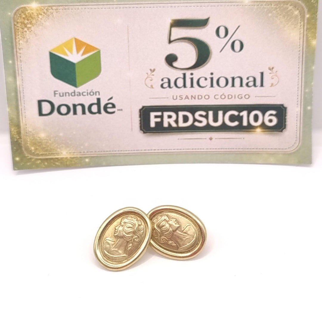 BROQUELES PAR ORO 14 K 2.6 GRMS (SEMINUEVO)