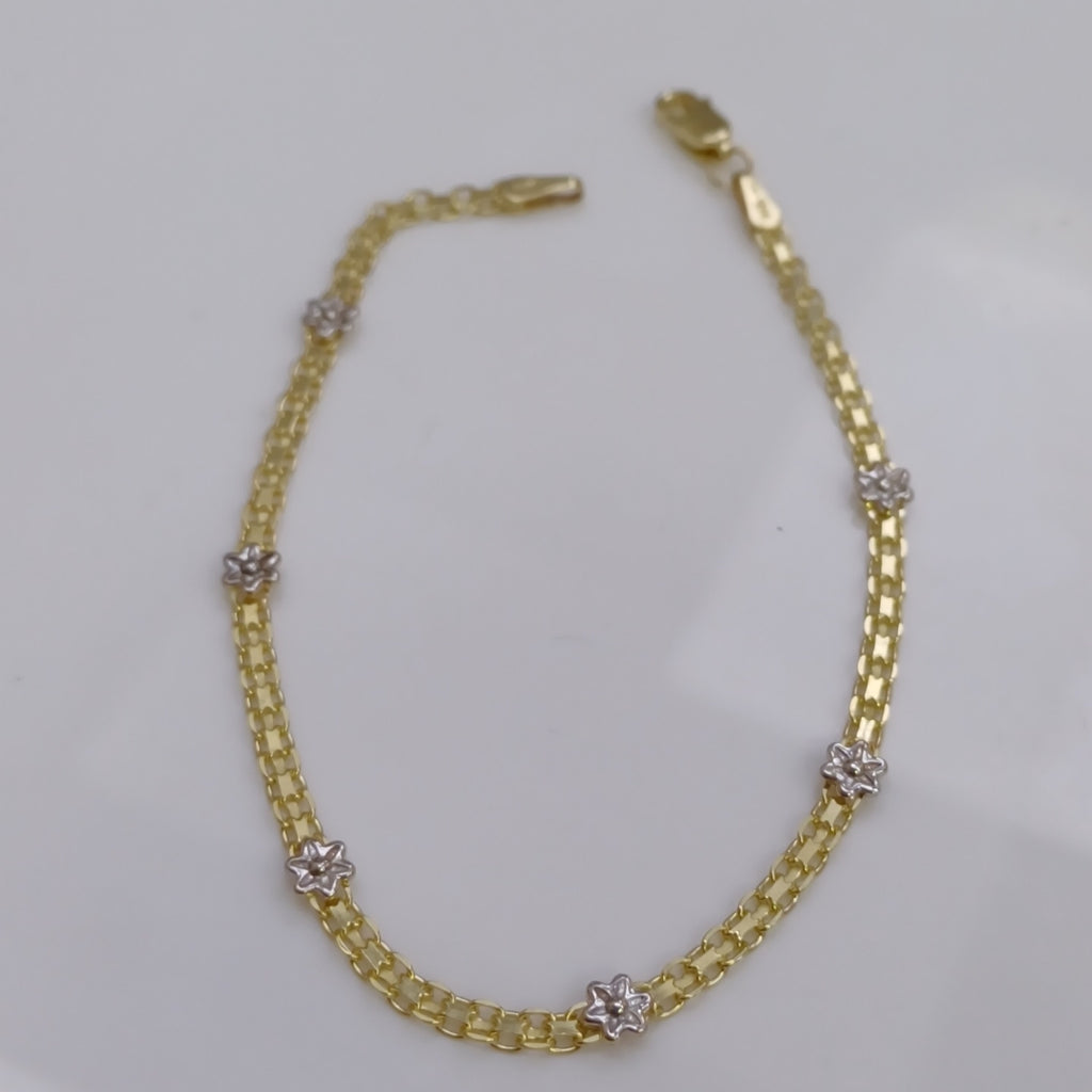PULSERA ESPECIAL C FLORES 14K 18 CM 2.9 GR (NUEVO)