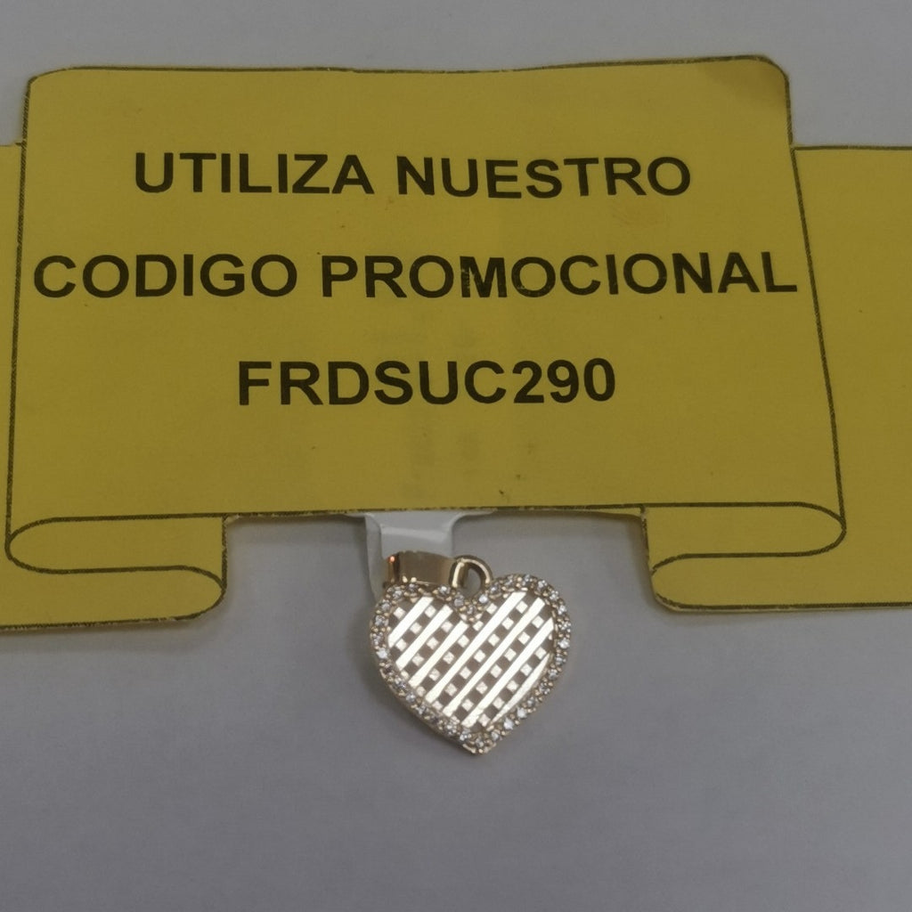 DIJE TEJIDO CORAZON CON CERCO DE CIRCONIAS 14K 1.2 GR (NUEVO)
