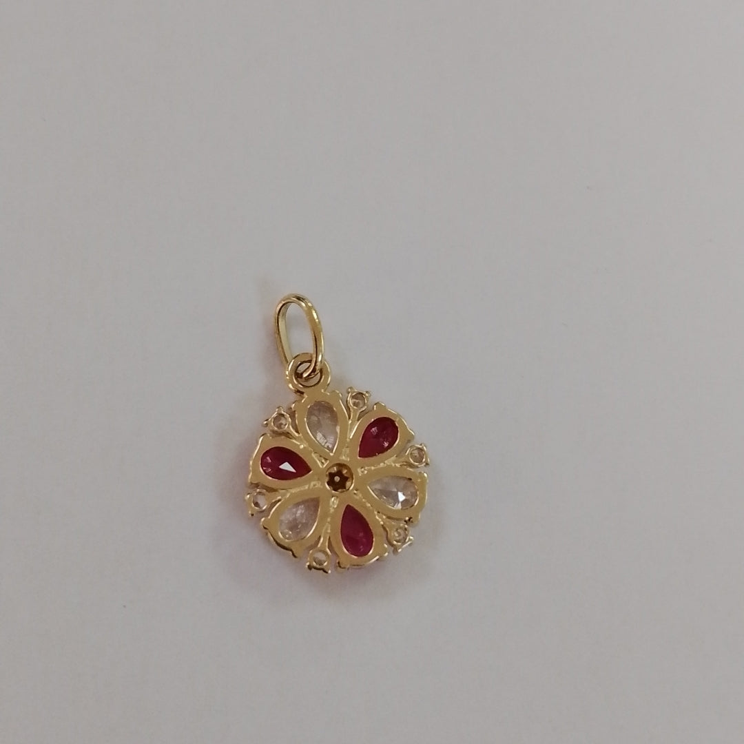 DIJE FLOR CIRCONIAS Y PIEDRAS DE COLOR 14K 2.8 GR (NUEVO)