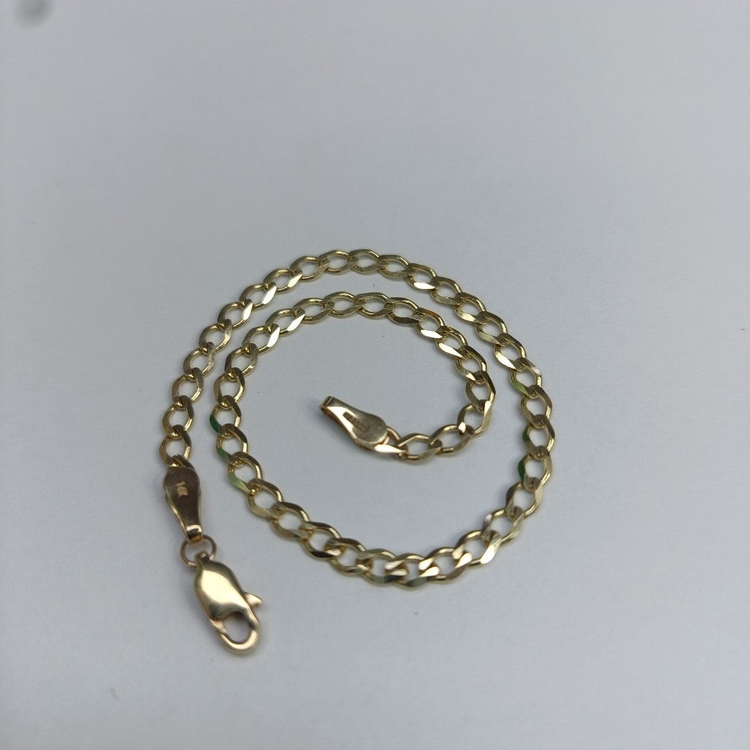 PULSERA TEJIDO BARBADA 14K 21 CM 3.8 GR (NUEVO)