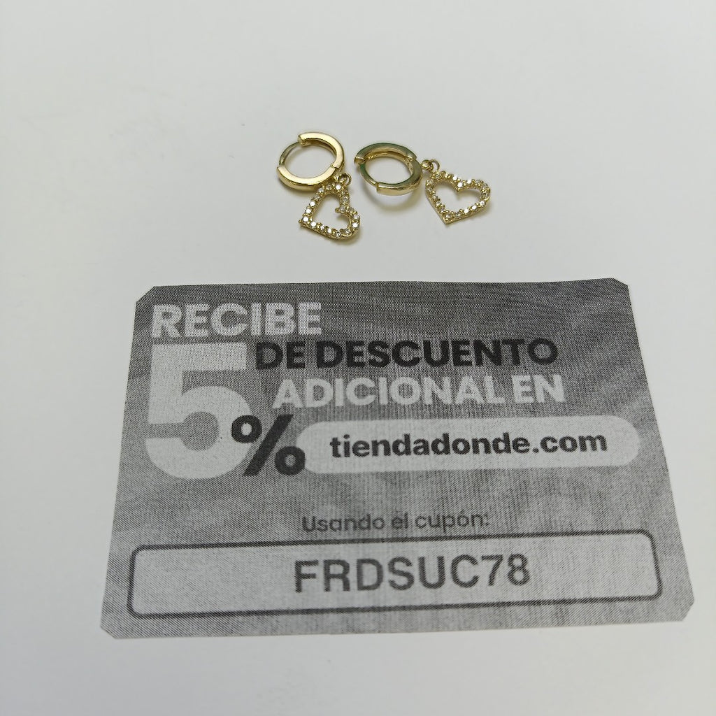 ARETES FIG CORAZON C CIRCONIAS 10K 1.8 GR (NUEVO)
