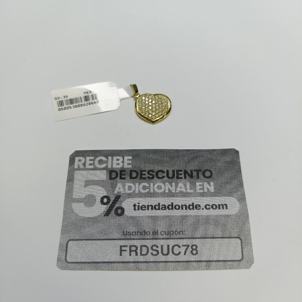 DIJE TEJIDO CORAZON CON CIRCONIAS 14K 1.8 GR (NUEVO)