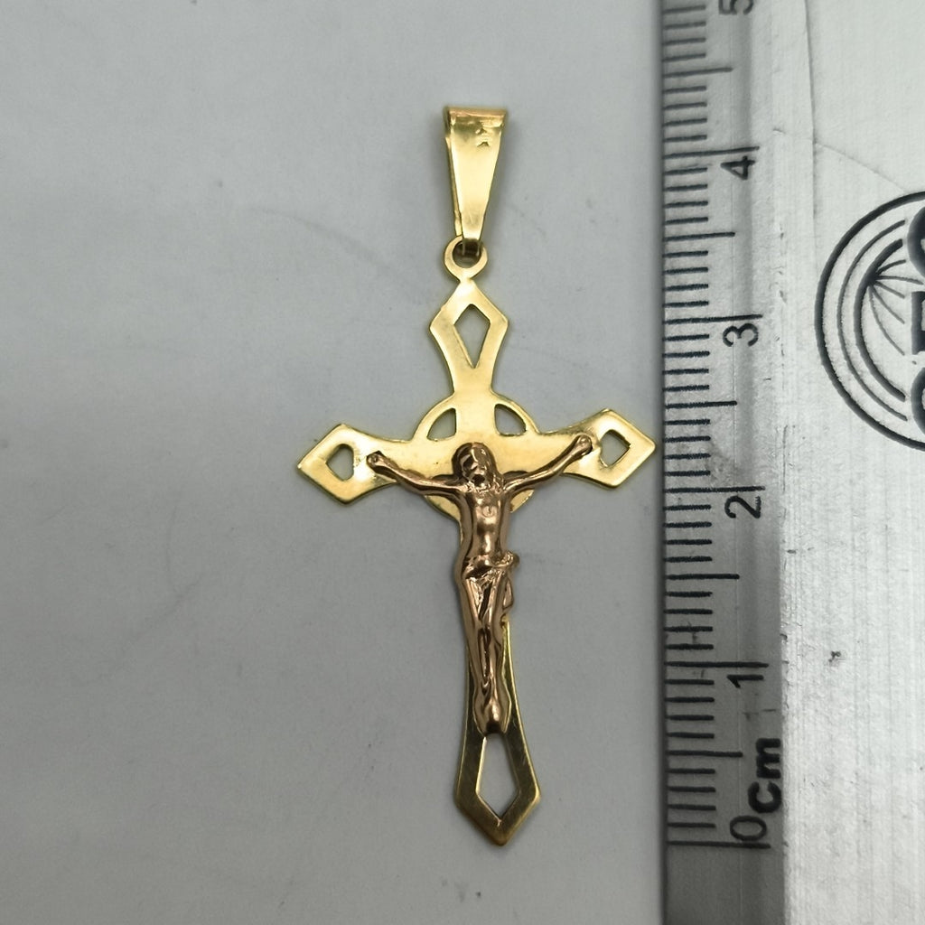 CRUCIFIJO ORO COMBINADO 14 K 1.4 GRMS (SEMINUEVO)
