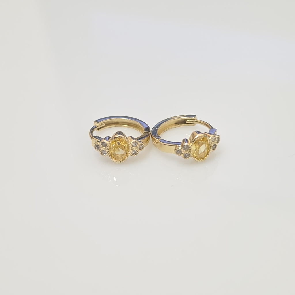 ARETES ARRACADAS CON CIRCONIAS Y PDRAS COL 14K 3.2 GR (NUEVO)