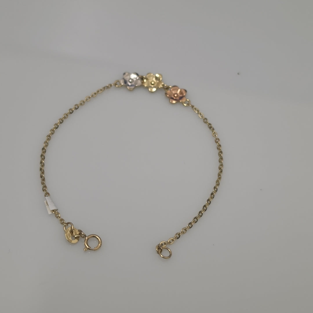 PULSERA TEJIDO ESPECIAL FIG FLORES 14K 18 CM 2 GR (NUEVO)