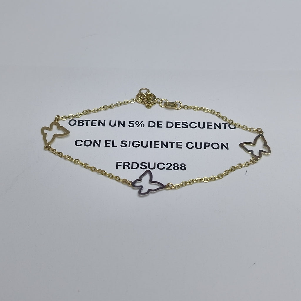 PULSERA ESPECIAL C MARIPOSAS 14K 18 CM 1.7 GR (NUEVO)