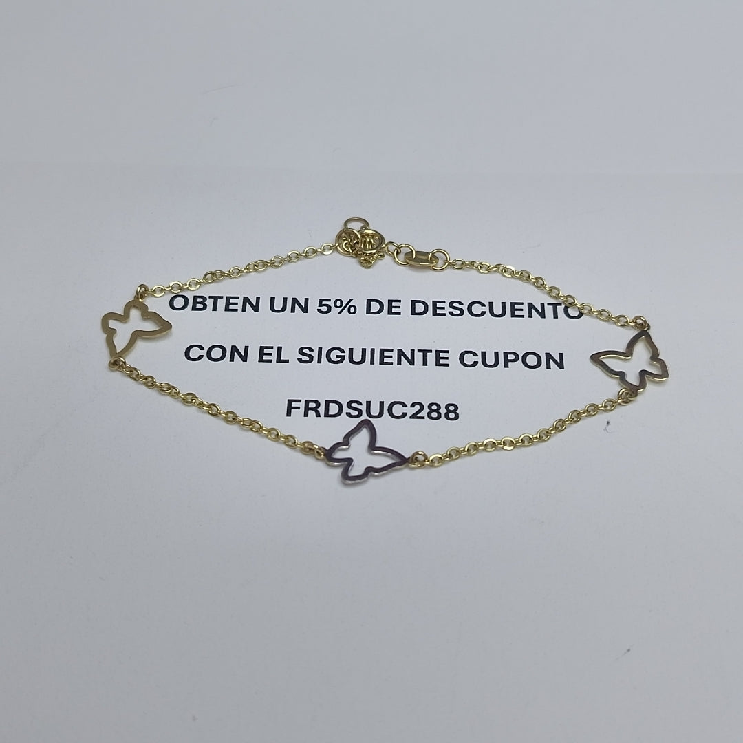 PULSERA ESPECIAL C MARIPOSAS 14K 18 CM 1.7 GR (NUEVO)