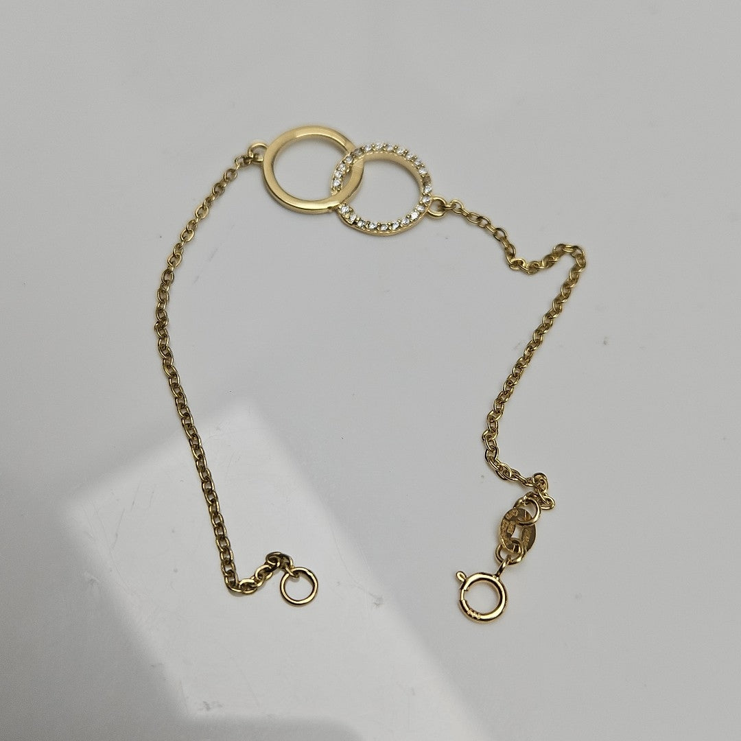 PULSERA TEJIDO ESPECIAL FIG AROS UNIDOS C CIRCS 14K 18 CM 2.1 GR (NUEVO)