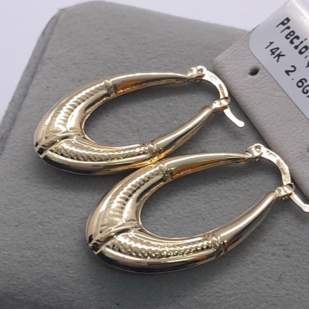 ARETES ARRACADAS ESTRIADAS 14K 2.6 GR (NUEVO)