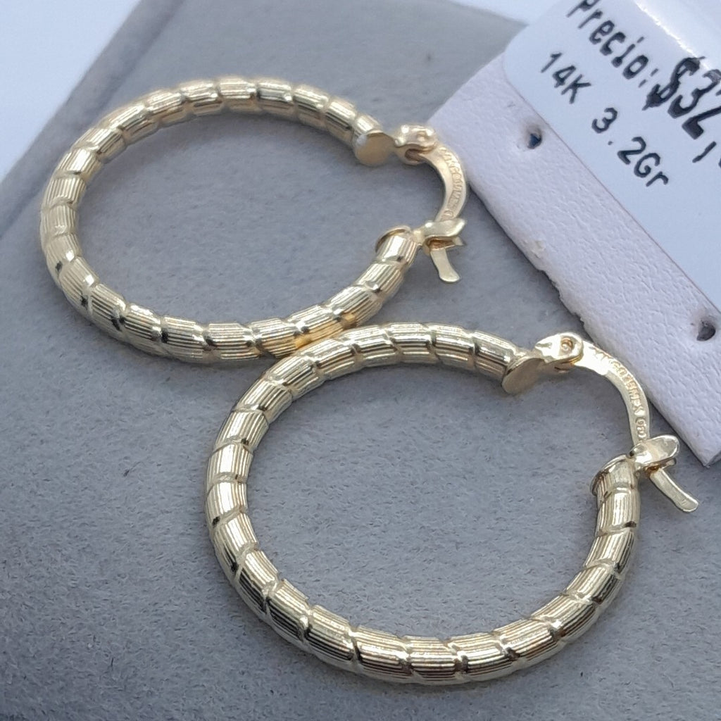ARETES ARRACADAS LABRADAS 14K 3.2 GR (NUEVO)