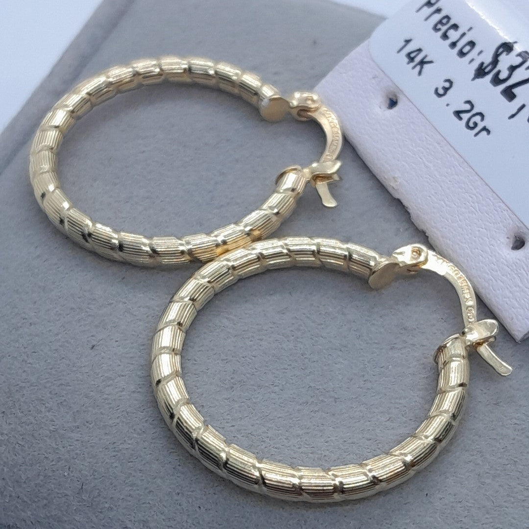 ARETES ARRACADAS LABRADAS 14K 3.2 GR (NUEVO)