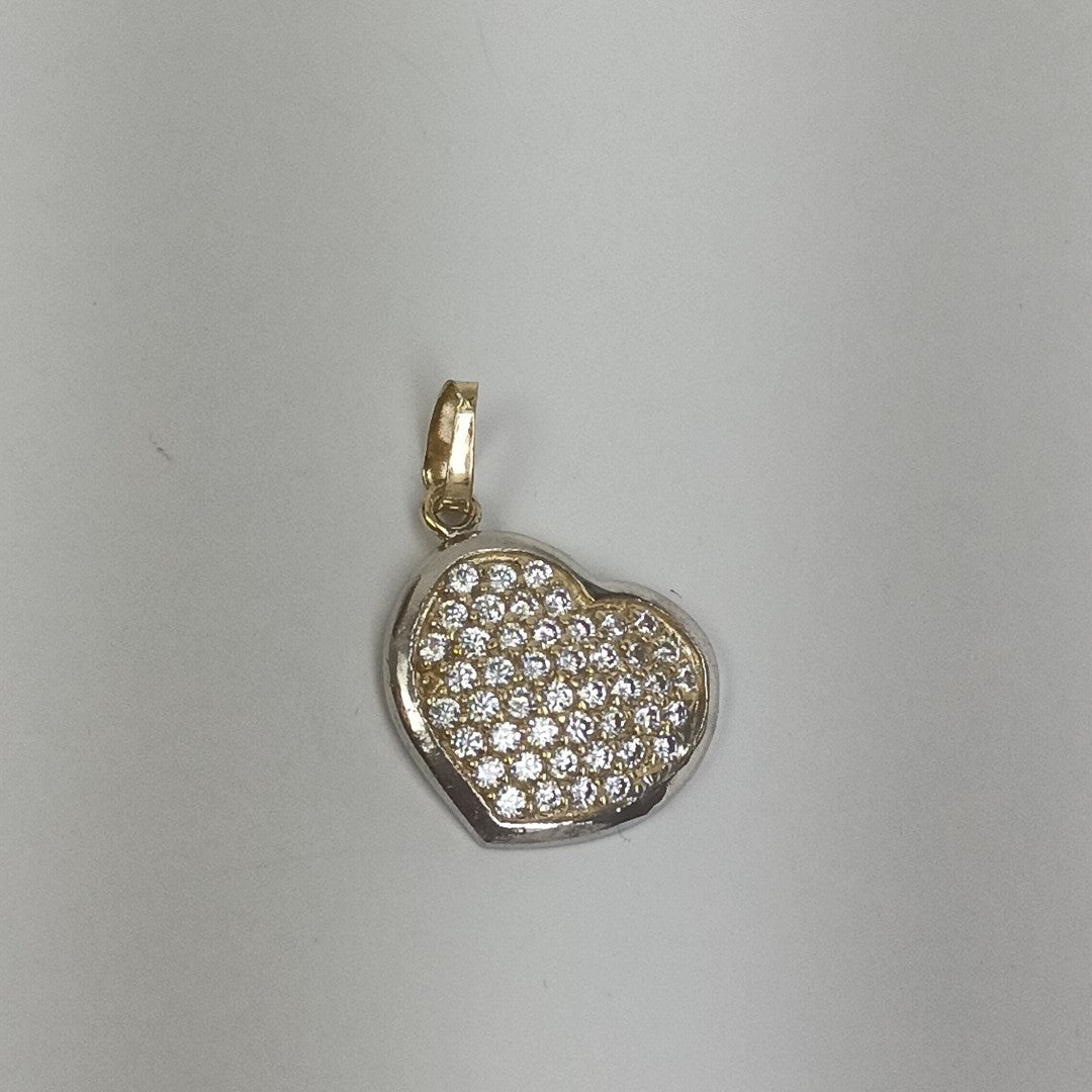 DIJE CORAZON CON CIRCONIAS 14K 1.7 GR (NUEVO)