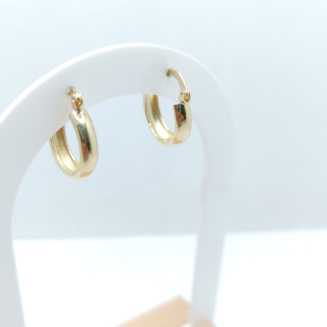 ARETES TEJIDO ARRACADAS LISAS 14K 2.1 GR (NUEVO)