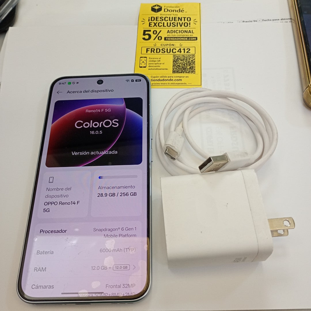 CELULAR OPPO RENO 14 F CPH2743 (2025) 256 GB 12 GB RAM (SEMINUEVO)