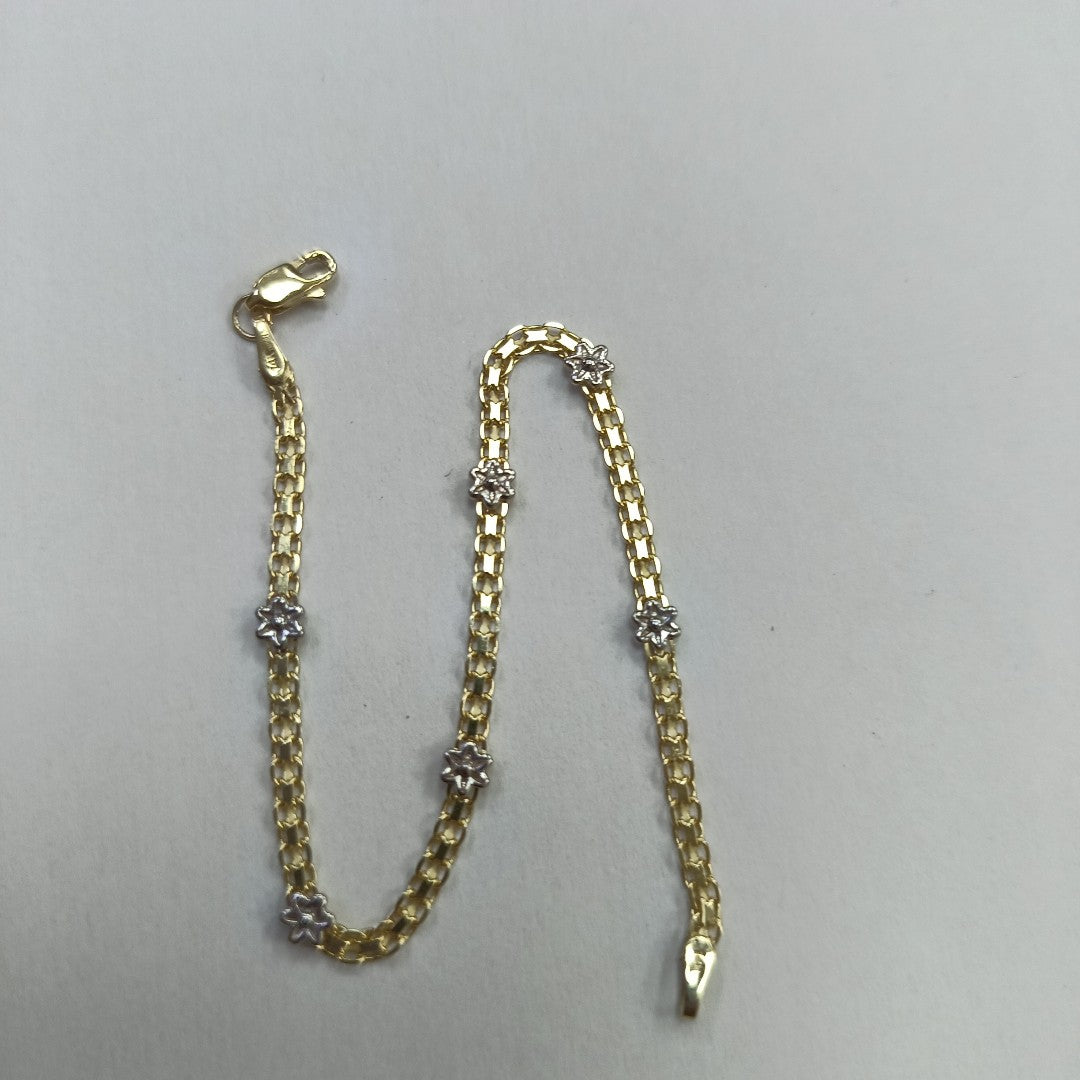 PULSERA ESPECIAL C FLORES 14K 18 CM 2.9 GR (NUEVO)