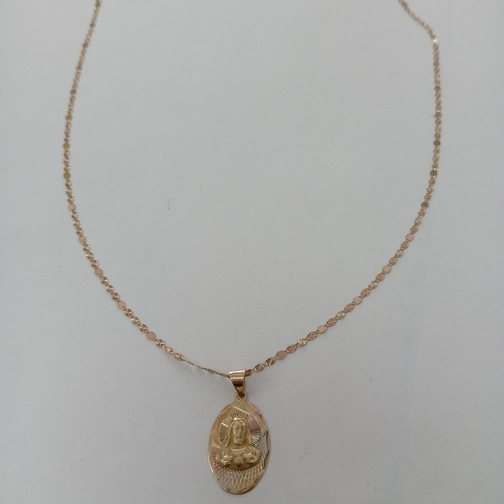 CADENA, MEDALLA RELIGIOSA ORO 10 K 2.9 GRMS (SEMINUEVO)