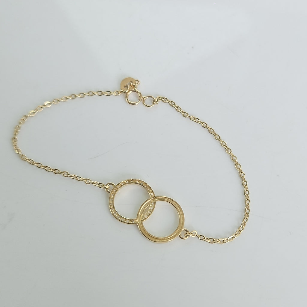 PULSERA TEJIDO ESPECIAL FIG AROS UNIDOS C CIRCS 14K 18 CM 2.1 GR (NUEVO)