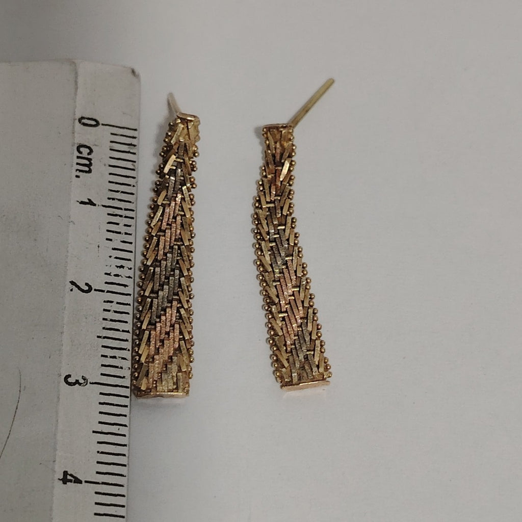 ARETES PAR ORO COMBINADO 14 K 3.8 GRMS (SEMINUEVO)