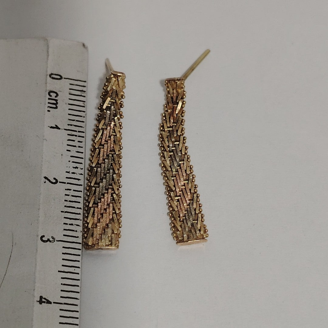 ARETES PAR ORO COMBINADO 14 K 3.8 GRMS (SEMINUEVO)