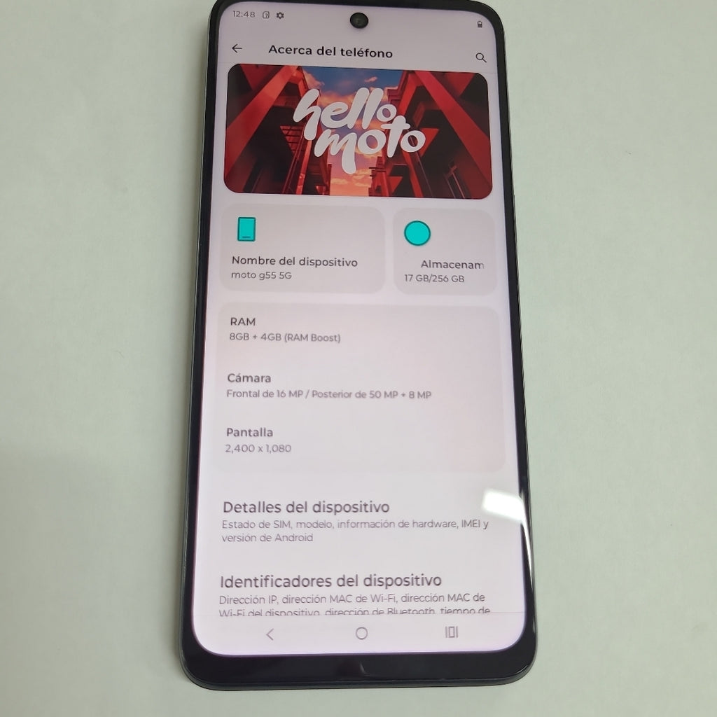 CELULAR MOTOROLA MOTO G55 5G XT2435-1(2024) 256 GB 8 GB RAM (SEMINUEVO)