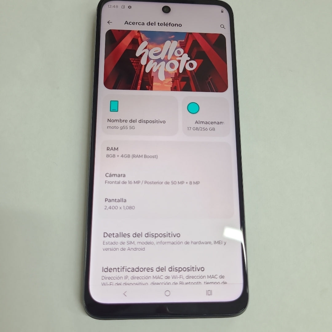 CELULAR MOTOROLA MOTO G55 5G XT2435-1(2024) 256 GB 8 GB RAM (SEMINUEVO)