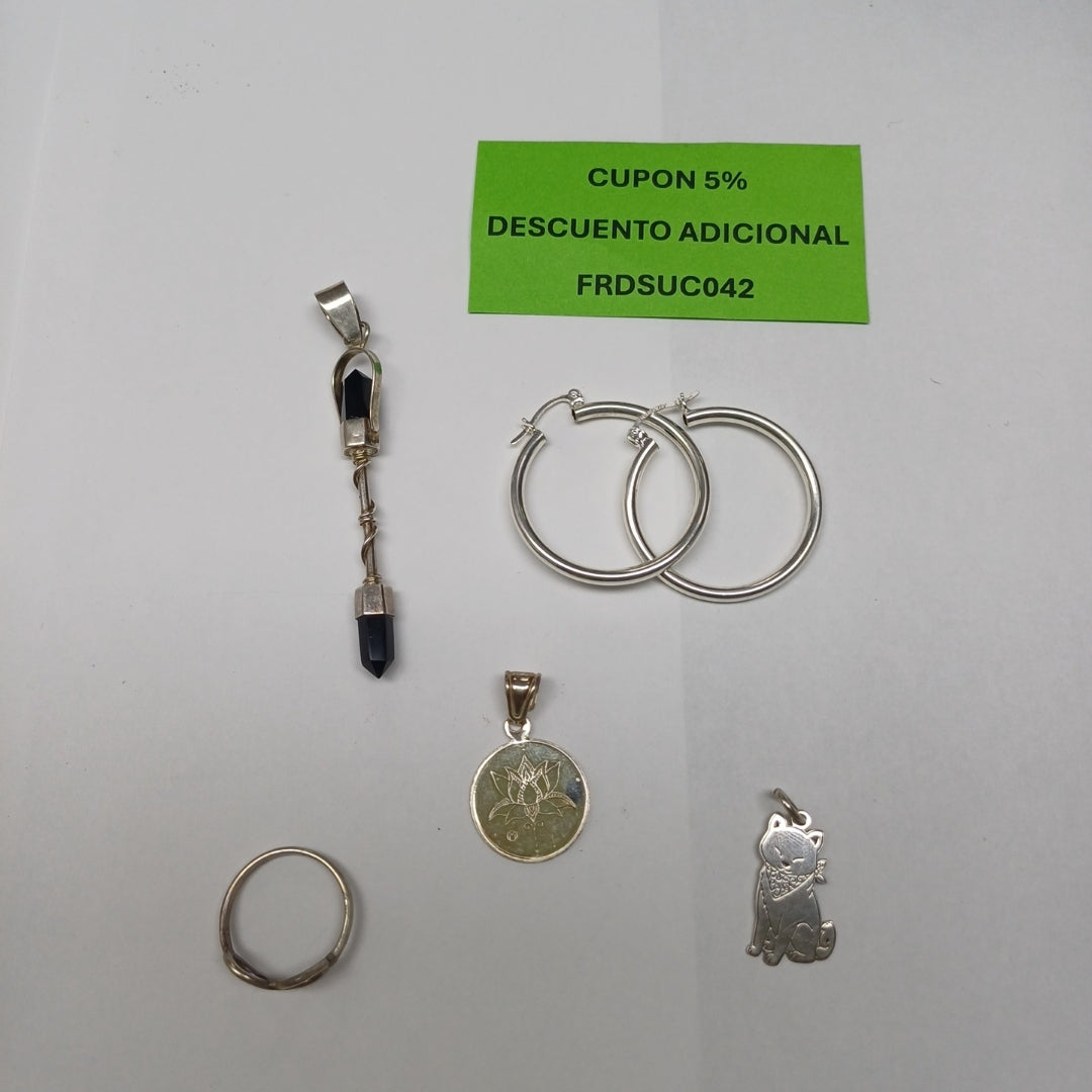 ANILLITO,ARRACADAS PAR,DIJE PLATA 11,00 GRMS (SEMINUEVO)