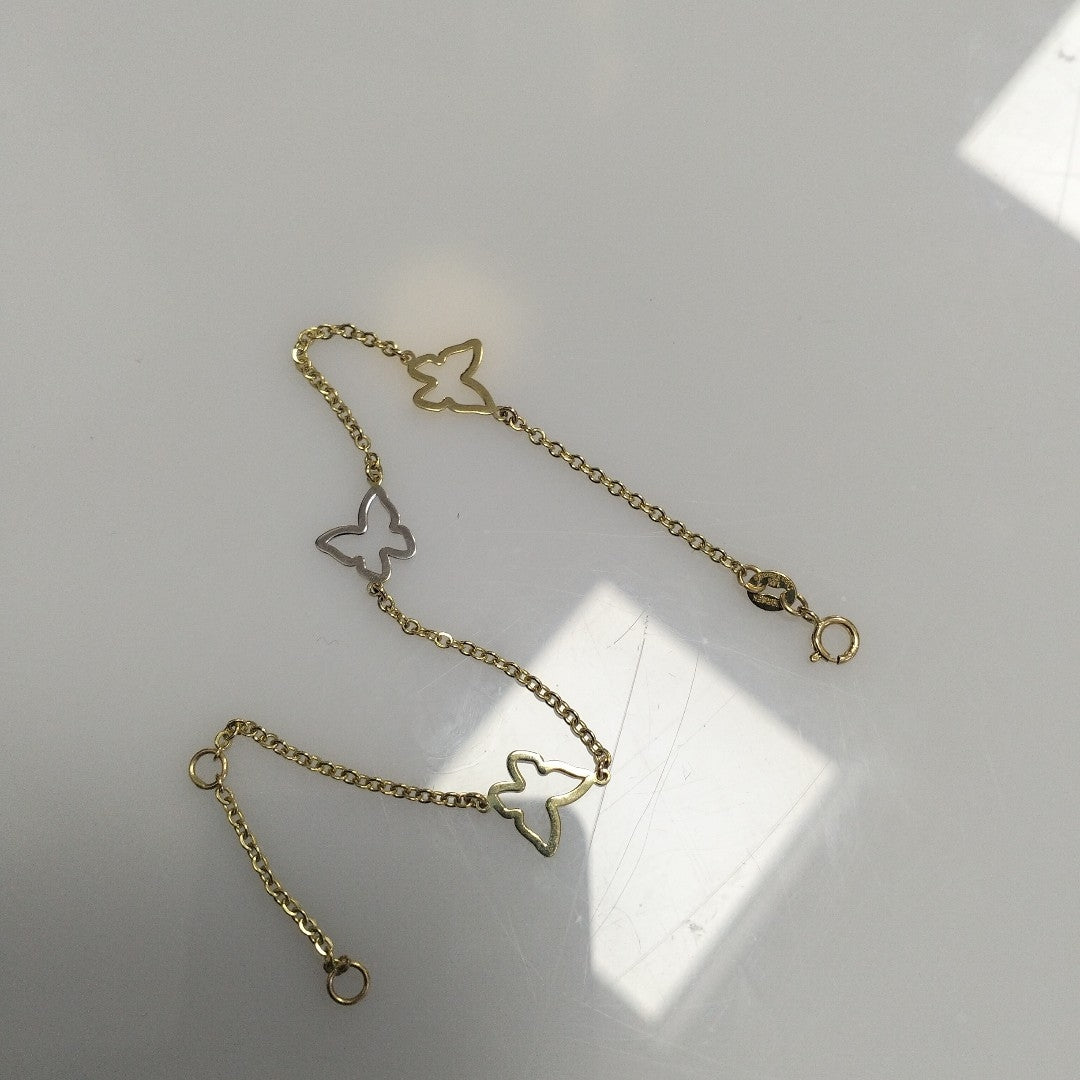 PULSERA ESPECIAL C MARIPOSAS 14K 18 CM 1.7 GR (NUEVO)