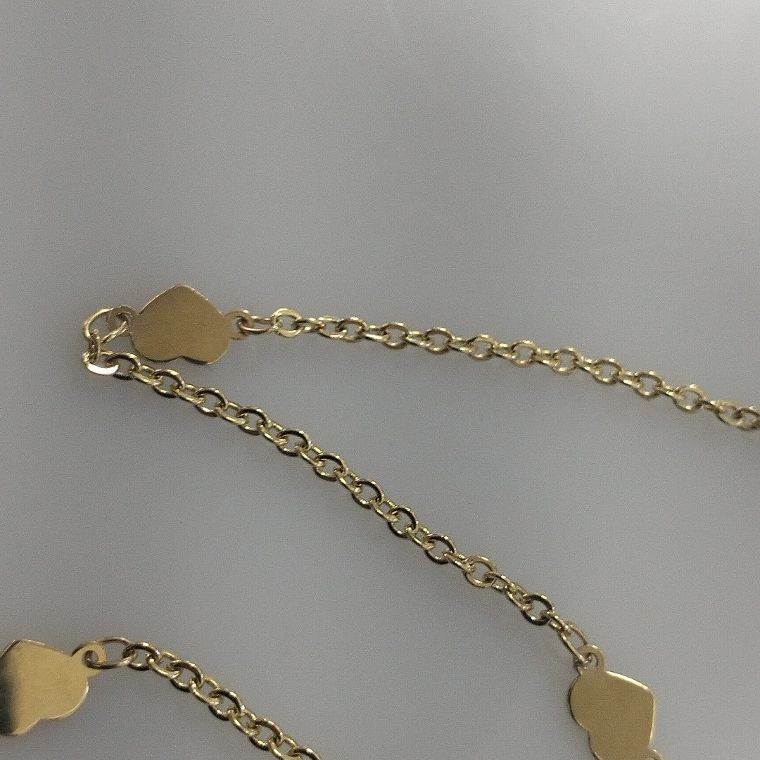 PULSERA TEJIDO ESPECIAL FIG CORAZONES 14K 18 CM 1.3 GR (NUEVO)