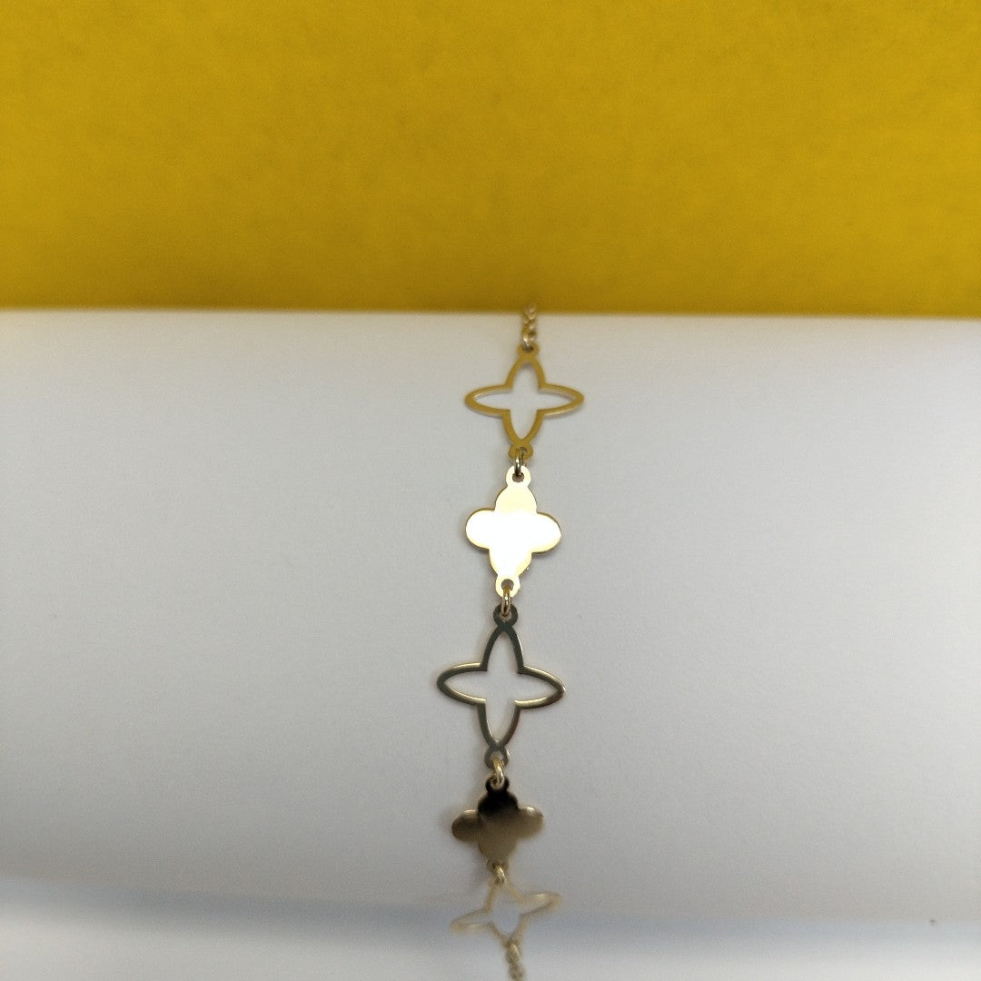 PULSERA TEJIDO ESP CON TREBOL 14K 18 CM 1.6 GR (NUEVO)