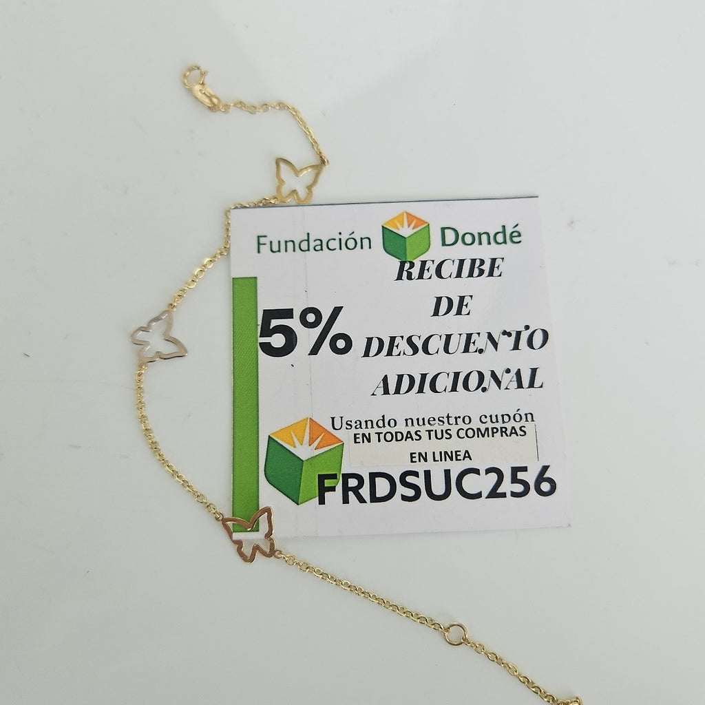 PULSERA ESPECIAL C MARIPOSAS 14K 18 CM 1.7 GR (NUEVO)
