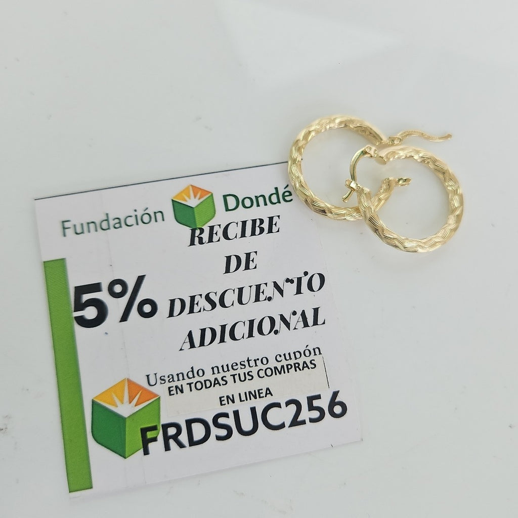 ARETES TEJIDO ARRACADA LABRADA 14K 2.7 GR (NUEVO)