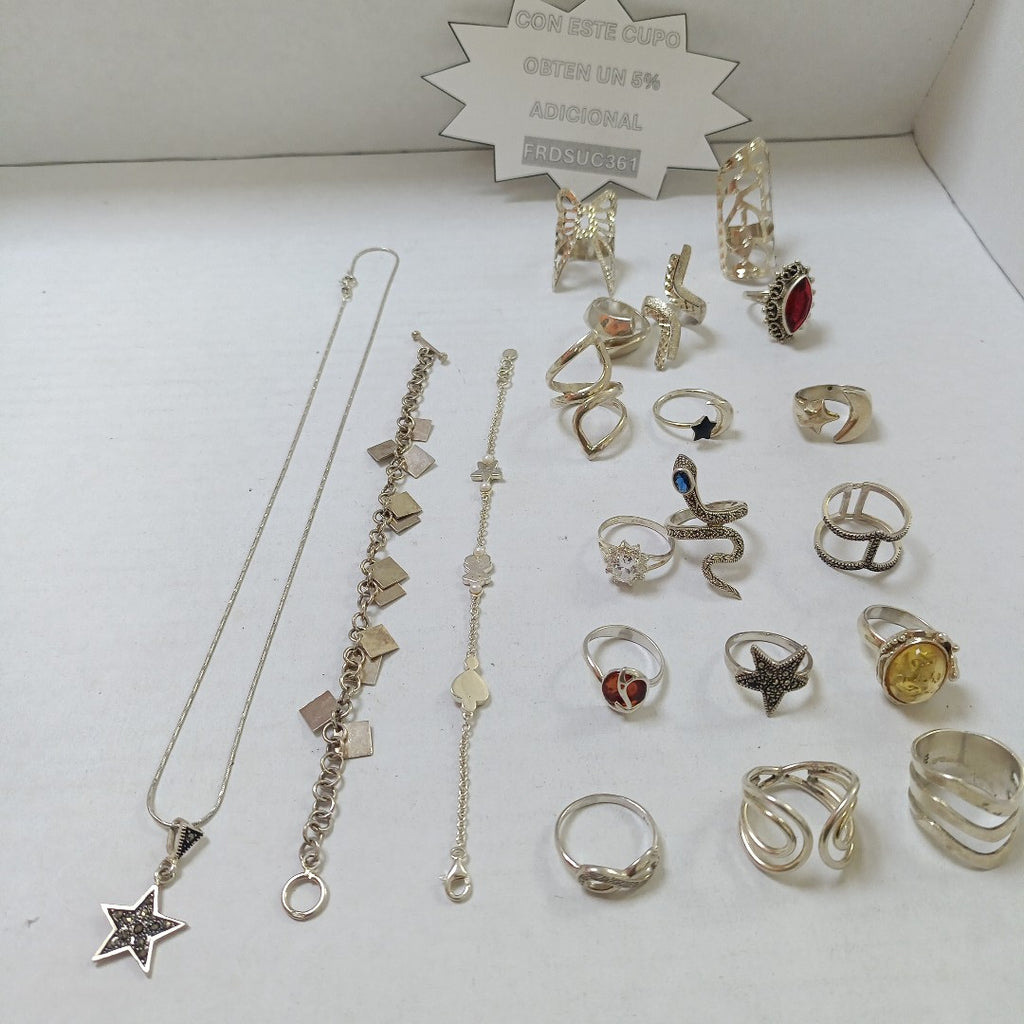 ANILLITO,CADENA,DIJE,PULSERA PLATA 116,30 GRMS (SEMINUEVO)