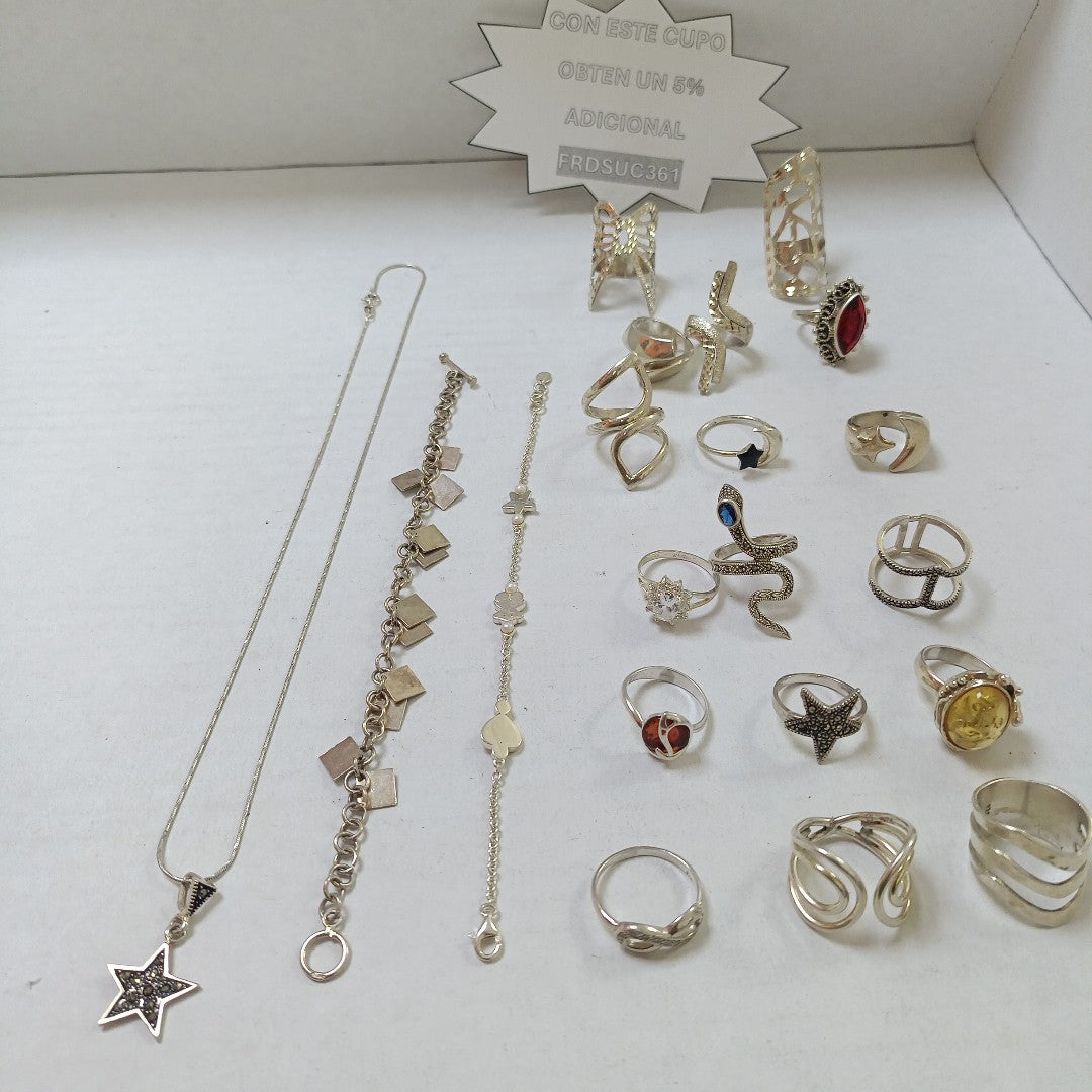 ANILLITO,CADENA,DIJE,PULSERA PLATA 116,30 GRMS (SEMINUEVO)