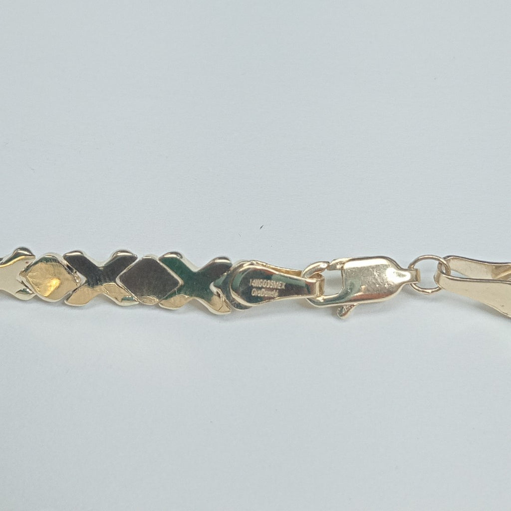 PULSERA ESPECIAL XOXO 14K 18 CM 6 GR (NUEVO)