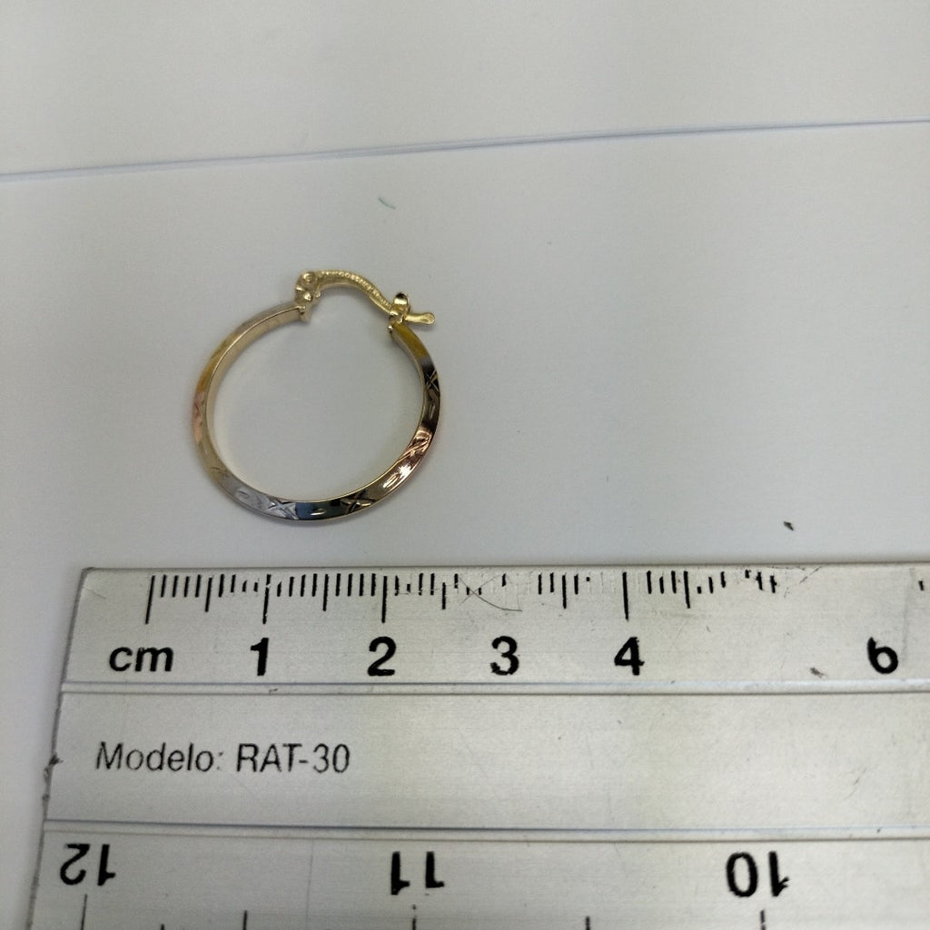ARETES TEJIDO ARRACADAS BISELADAS COMBINADAS 14K 1.3 GR (NUEVO)