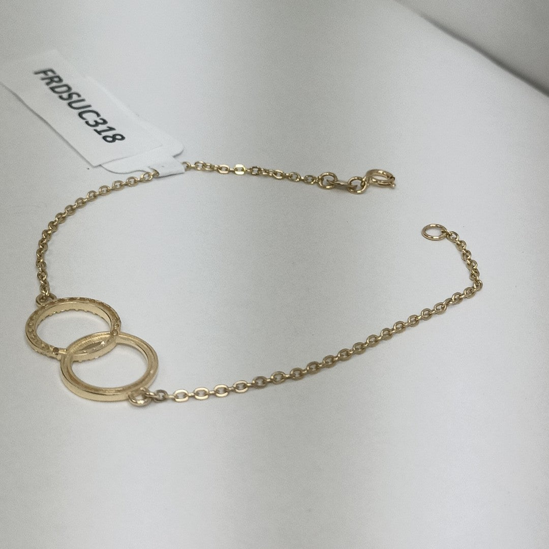 PULSERA TEJIDO ESPECIAL FIG AROS UNIDOS C CIRCS 14K 18 CM 2 GR (NUEVO)