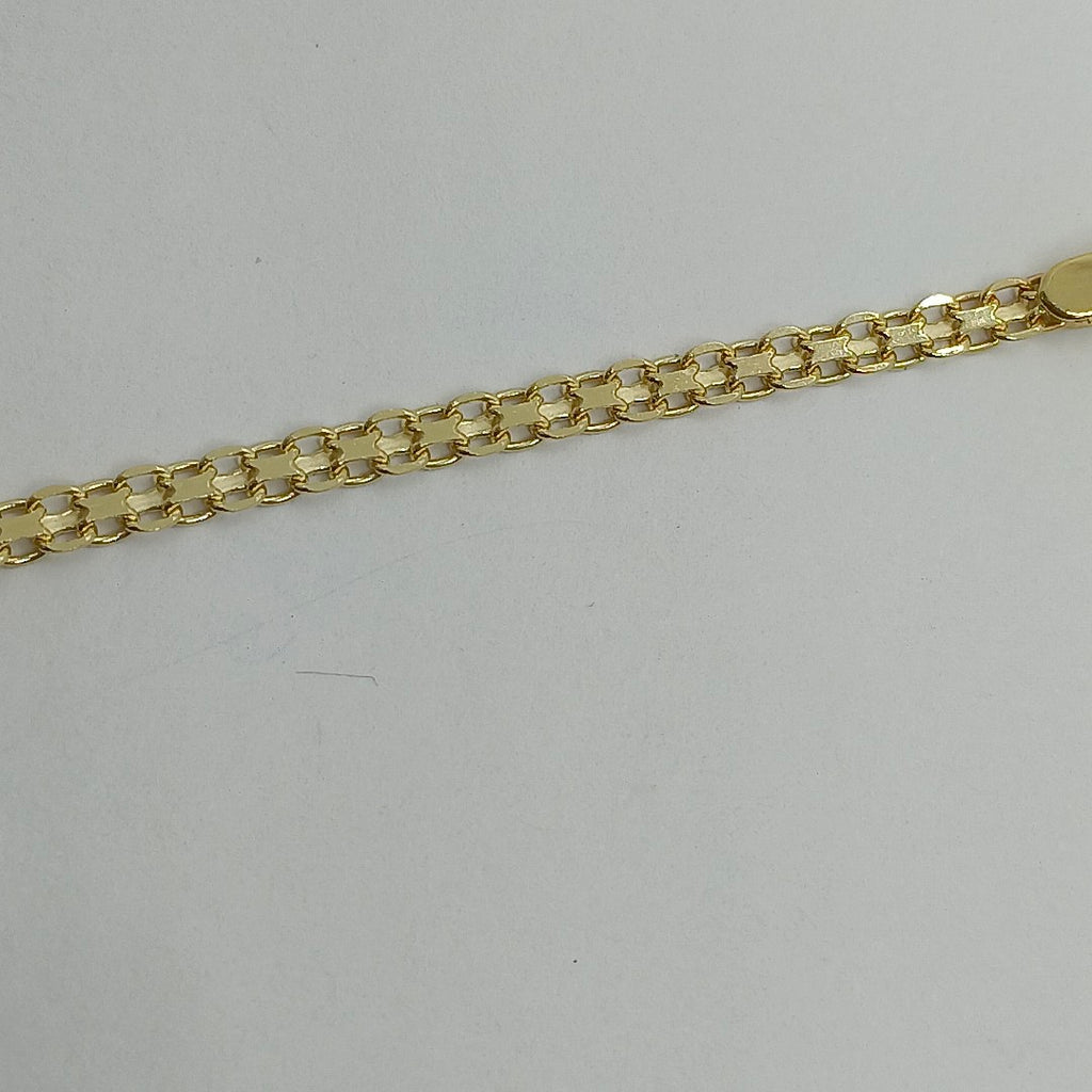 PULSERA TEJIDO ESPECIAL CON INFINITO Y CIRCONIAS 14K 18 CM 3.3 GR (NUEVO)