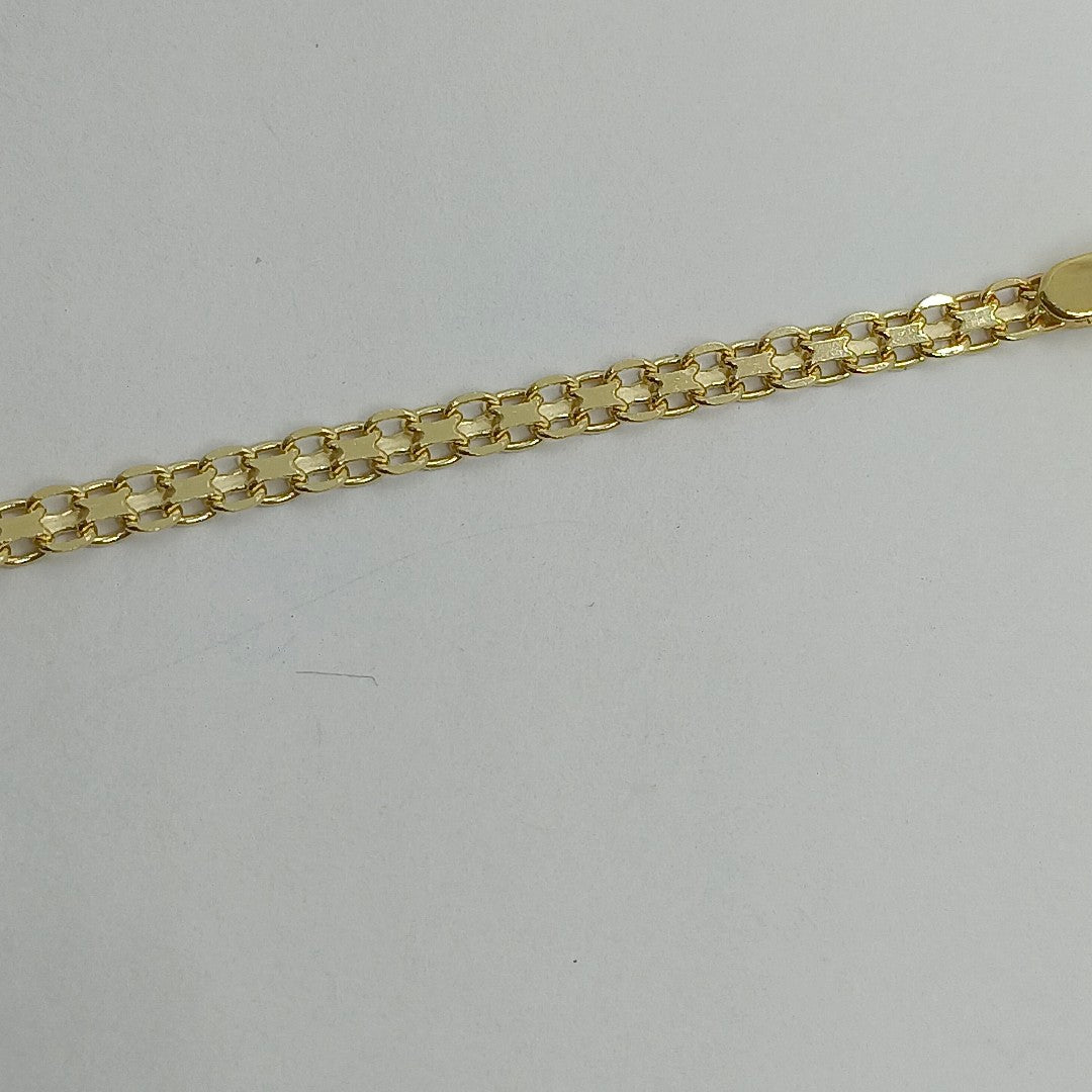 PULSERA TEJIDO ESPECIAL CON INFINITO Y CIRCONIAS 14K 18 CM 3.3 GR (NUEVO)
