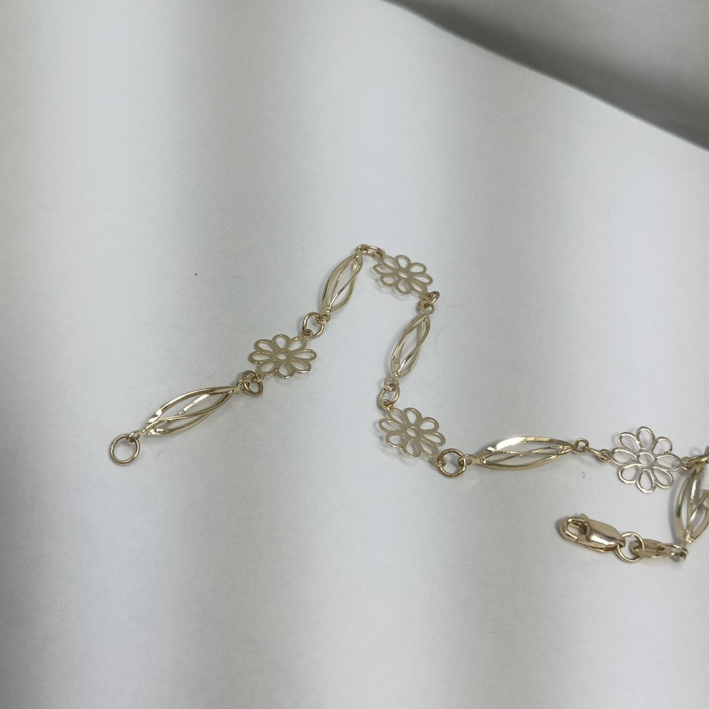 PULSERA ESPECIAL CON FLORES 14K 18 CM 2.6 GR (NUEVO)