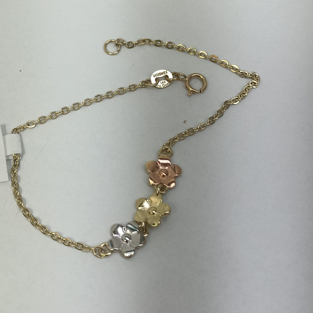 PULSERA TEJIDO ESPECIAL FIG FLORES 14K 18 CM 2 GR (NUEVO)